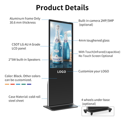 Màn hình quảng cáo đứng trên sàn LCD ngoài trời 8Bit 3840 × 2160 Độ phân giải